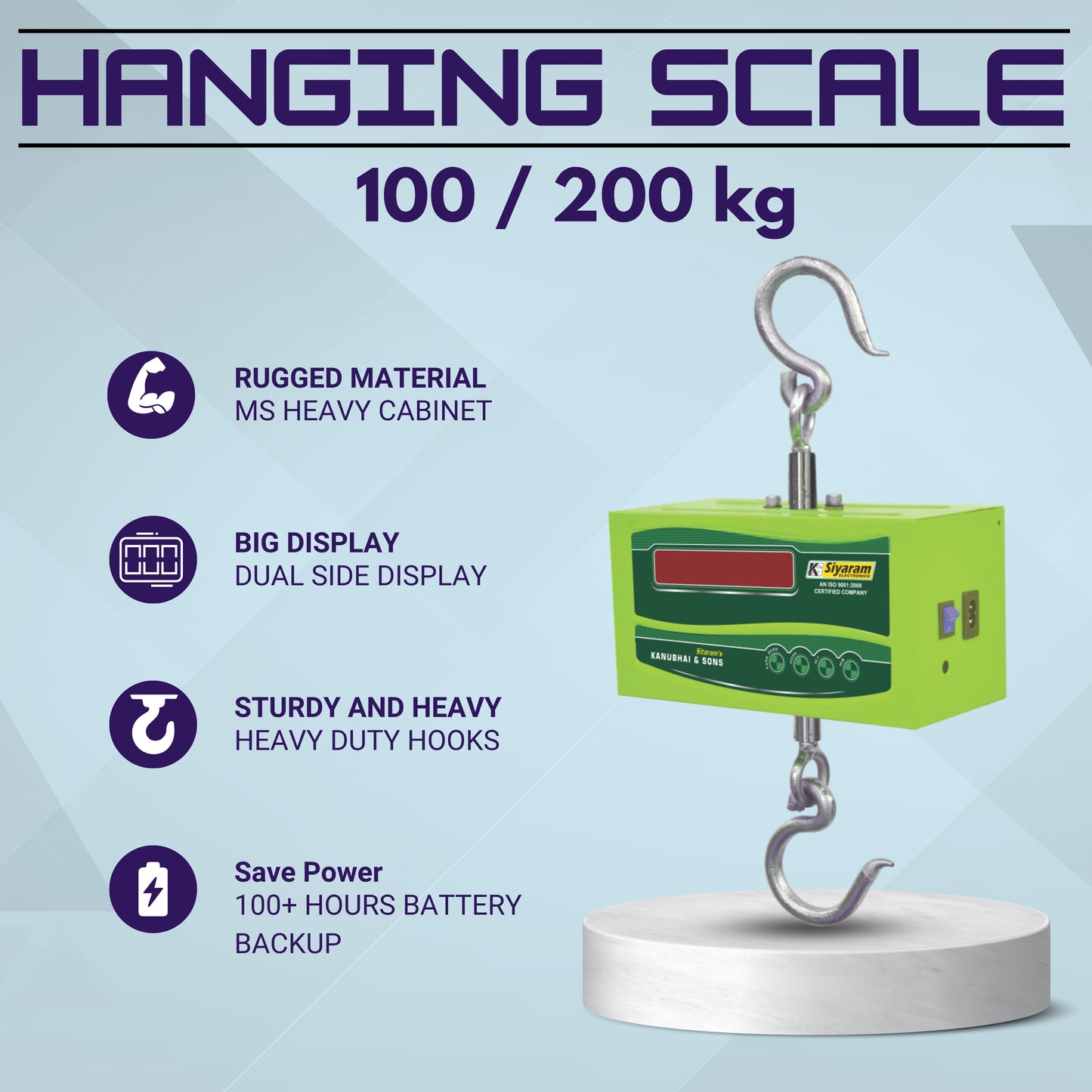 SIYARAM HANGING SCALE 100-200 kg | HEAVY DUTY HANGING SCALE | DUAL DISPLAY | AGRICULTURE SCALE | INDUSTRIAL SCALE