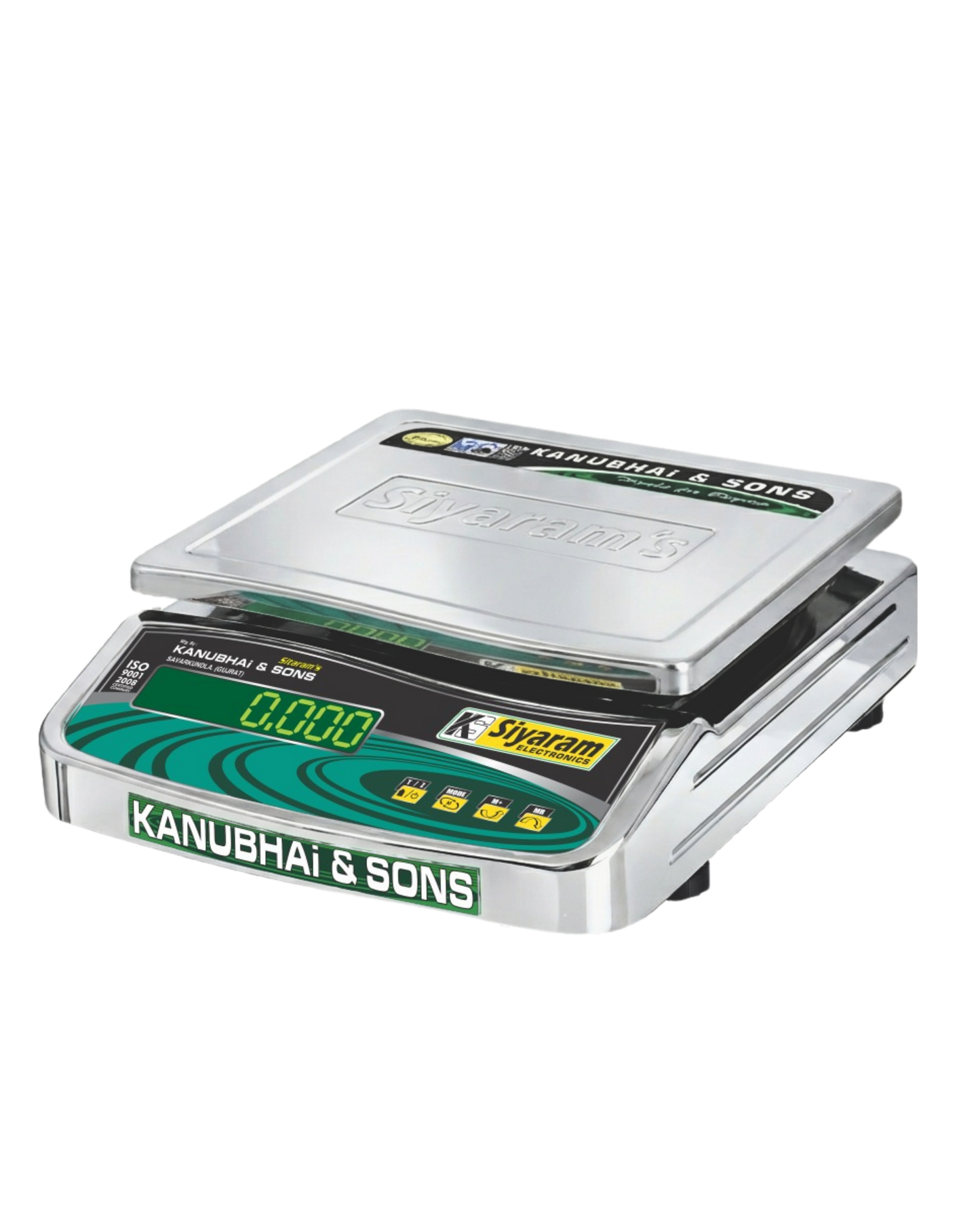 Siyaram 30kg x 1g Digital Weighing Scale for Kirana, Grocery, Kitchen & Commercial Use | Stainless Steel Dual Display Model with Front & Back Green Display (10x12 inches). SI-30RS