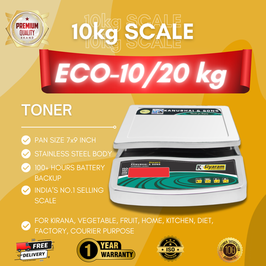Siyaram's 10/20kg x 1g Eco Weighing Scale – Grocery, Dairy, and Table-Top Use | 6V Battery