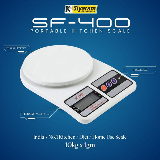 Siyaram SF400 10Kg x 1gm Digital Kitchen Weighing Scale | For Cooking, Baking, Diet, & Daily Home Use | LCD Display | Tare Function | Battery Operated | Not for Legal Trade