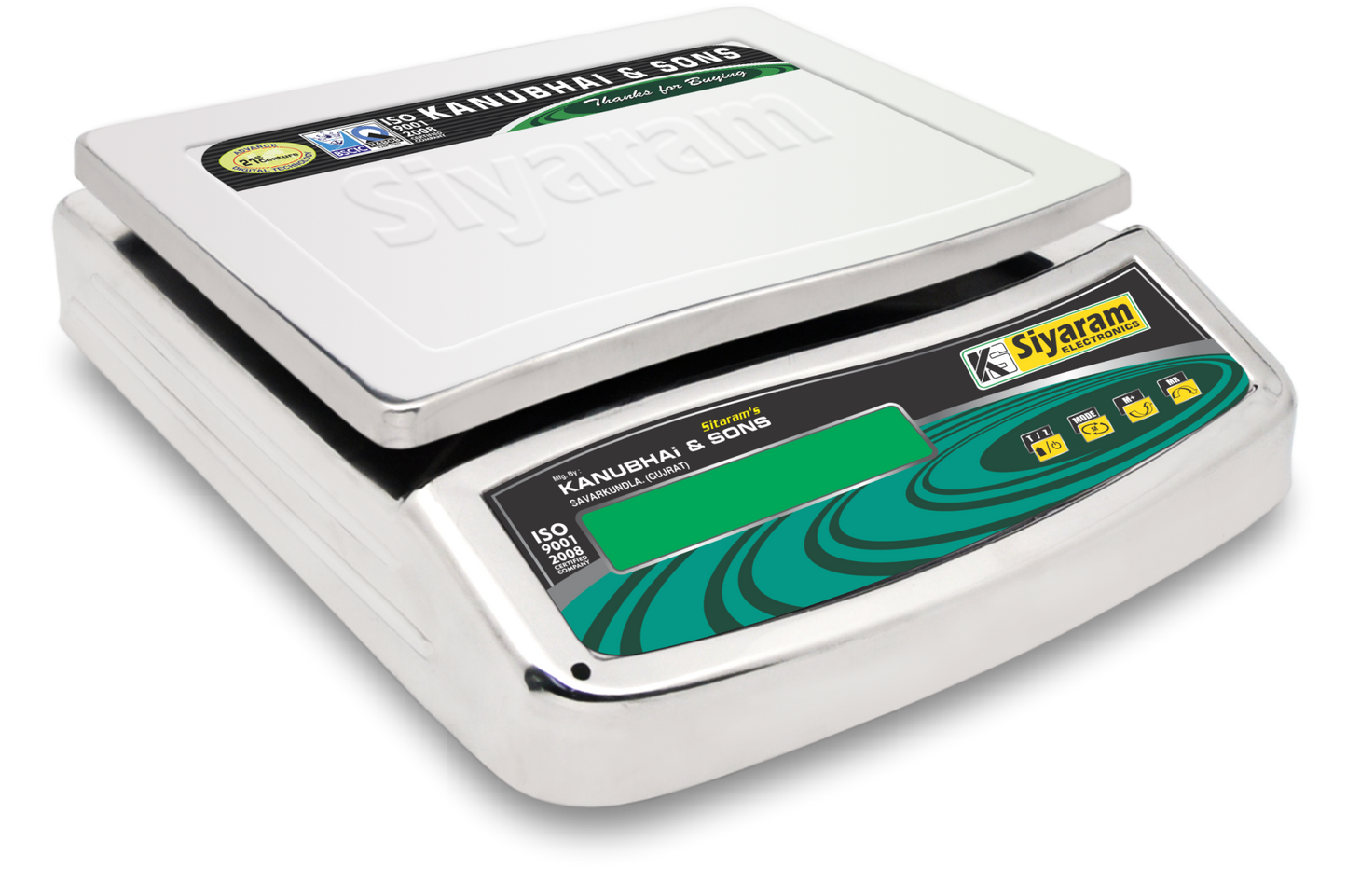 Siyaram Electronic Platform Weighing Scale 150kg Capacity 20g Accuracy | Heavy Structure Weight Machine with Big Bright Green Display for Shop, Commercial & Industrial Use | Stainless Steel Platform Size 16x18 Inches (400x450mm)