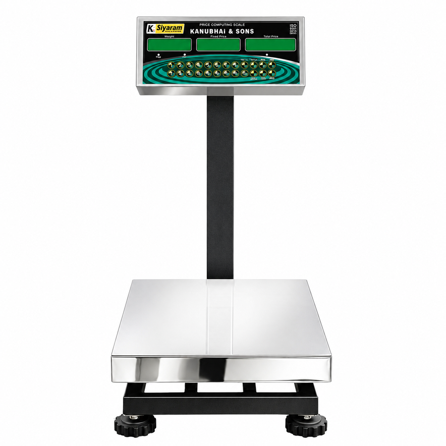 Siyaram Price Computing & Piece Counting Scale 50kg / 100kg | Digital Weighing Machine 1x1 Feet Pan size | PRC Scale for Shop, Mandi & Retail Use | Stainless Steel Platform | 99 Memory | Heavy Duty