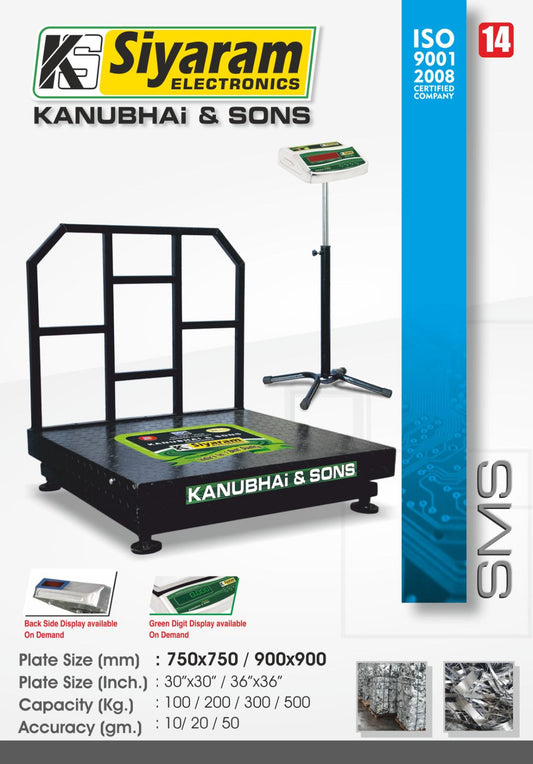 Siyaram’s 500kg/1 Ton C-Channel Heavy Duty Platform Scale (3x3 ft) with 4 Precision Loadcells – India’s toughest industrial scale, trusted by Reliance, Adani, Tata, JSW Steel & 10,000+ industries. Perfect for scrap, steel, iron, and fabrication use.