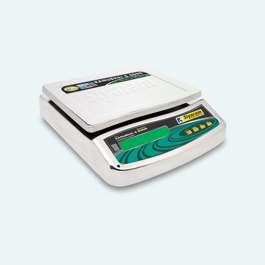 Siyaram 30kg x 1g Digital Weighing Scale for Kirana, Grocery, Kitchen & Commercial Use | Stainless Steel Dual Display Model with Front & Back Green Display (10x12 inches). SI-30RS