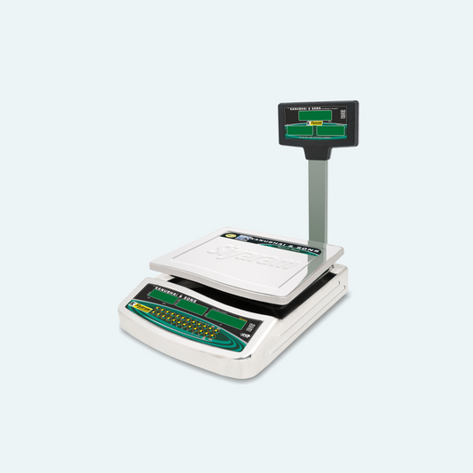 Siyaram's PRC 50kg x 2g Digital Price Computing Scale with Triple Display & Pole | Heavy-Duty Stainless Steel | 10x13 Inch Pan | 90+ Memory Storage | Rechargeable Battery | Ideal for Wholesale Markets, Grocery, Meat Shops & More